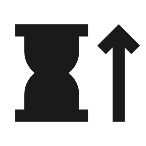 Hourglass arrow up icon, solid style, from Material Symbols