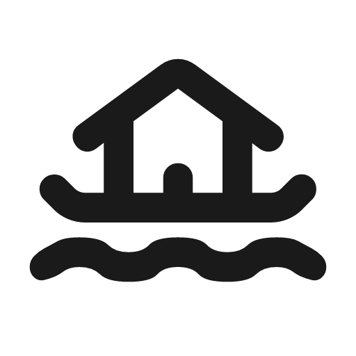 Houseboat outline rounded icon, rounded style, from Material Symbols