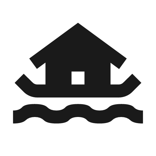 Houseboat icon, solid style, from Material Symbols