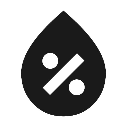 Humidity percentage icon, solid style, from Material Symbols