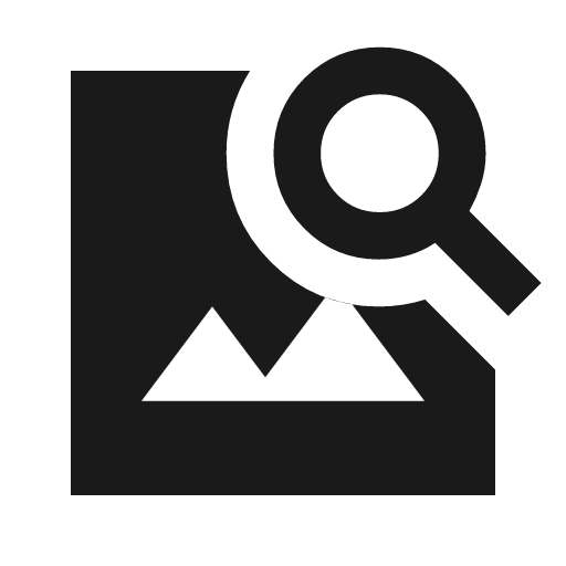 Image search sharp icon, sharp-cornered style, from Material Symbols