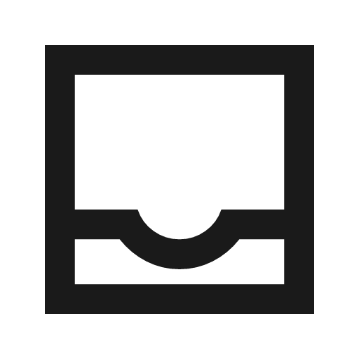 Inbox outline sharp icon, sharp-cornered style, from Material Symbols