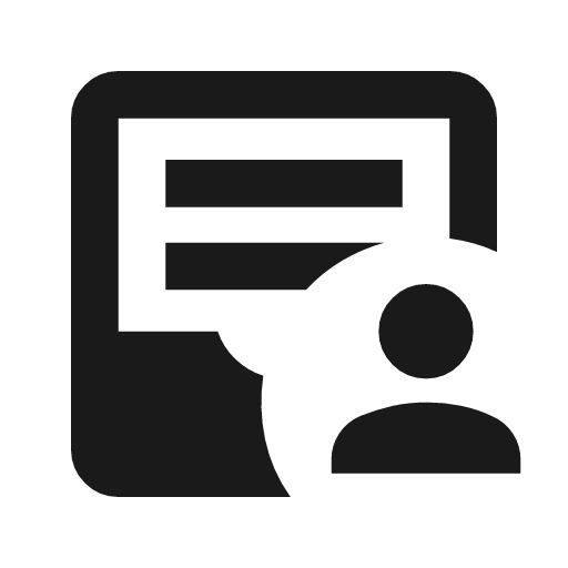 Inbox text person icon, solid style, from Material Symbols