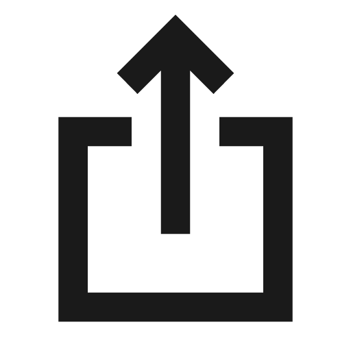 Ios share sharp icon, sharp-cornered style, from Material Symbols
