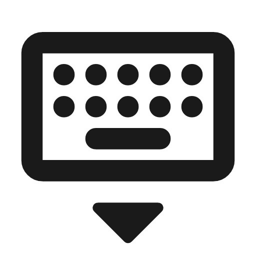 Keyboard hide outline rounded icon, rounded style, from Material Symbols