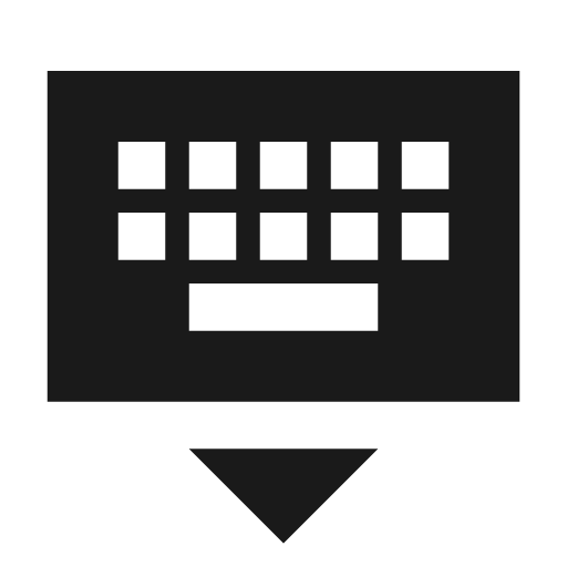 Keyboard hide sharp icon, sharp-cornered style, from Material Symbols