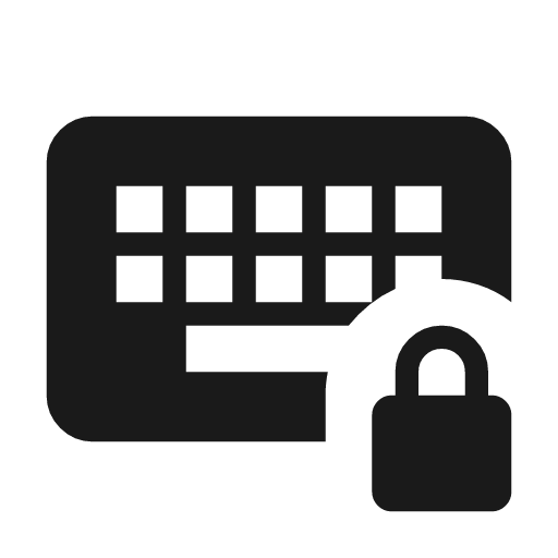 Keyboard lock icon, solid style, from Material Symbols