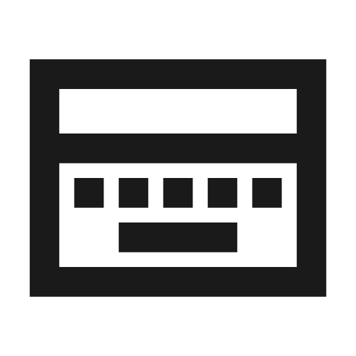 Keyboard onscreen outline sharp icon, sharp-cornered style, from Material Symbols