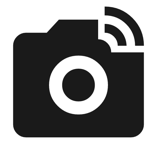 Linked camera icon, solid style, from Material Symbols