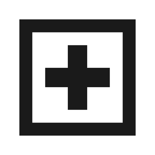 Local hospital outline sharp icon, sharp-cornered style, from Material Symbols