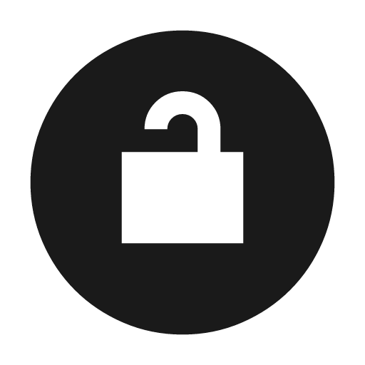 Lock open circle sharp icon, sharp-cornered style, from Material Symbols