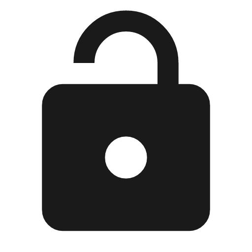 Lock open icon, solid style, from Material Symbols