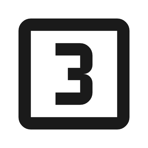 Looks 3 outline icon, outline style, from Material Symbols