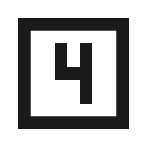 Looks 4 outline sharp icon, sharp-cornered style, from Material Symbols