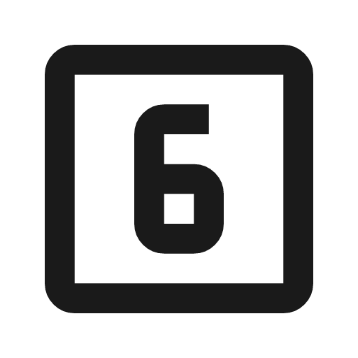 Looks 6 outline icon, outline style, from Material Symbols