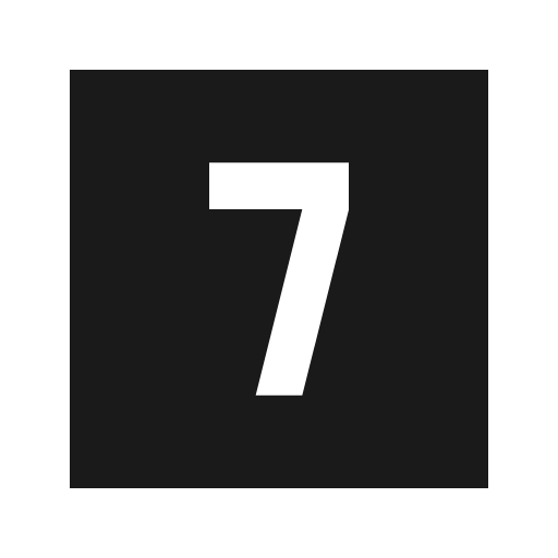 Looks 7 sharp icon, sharp-cornered style, from Material Symbols
