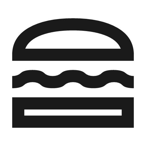 Lunch dining outline sharp icon, sharp-cornered style, from Material Symbols