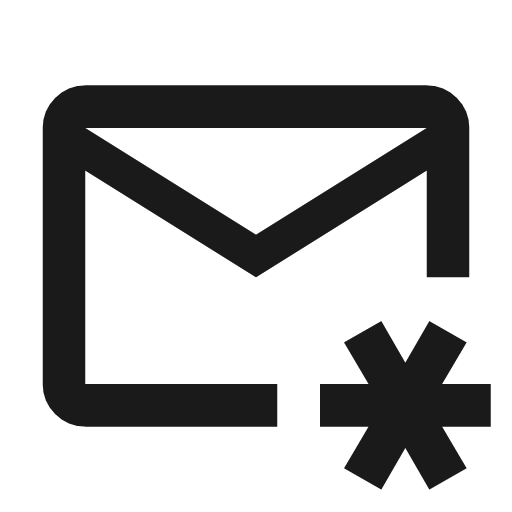Mail asterisk outline icon, outline style, from Material Symbols