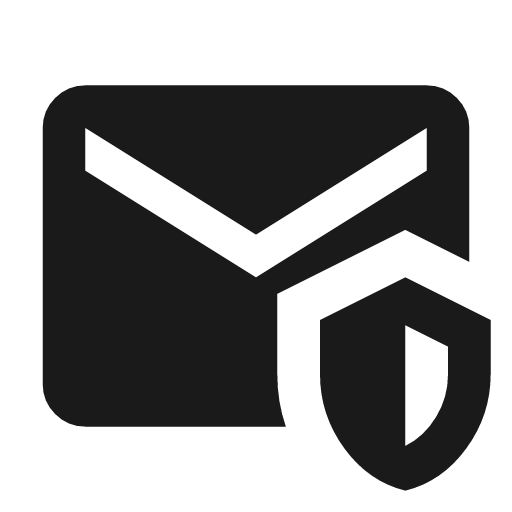 Mail shield icon, solid style, from Material Symbols