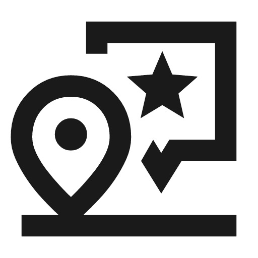 Map pin review outline sharp icon, sharp-cornered style, from Material Symbols