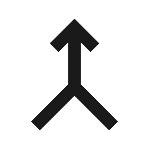 Merge sharp icon, sharp-cornered style, from Material Symbols