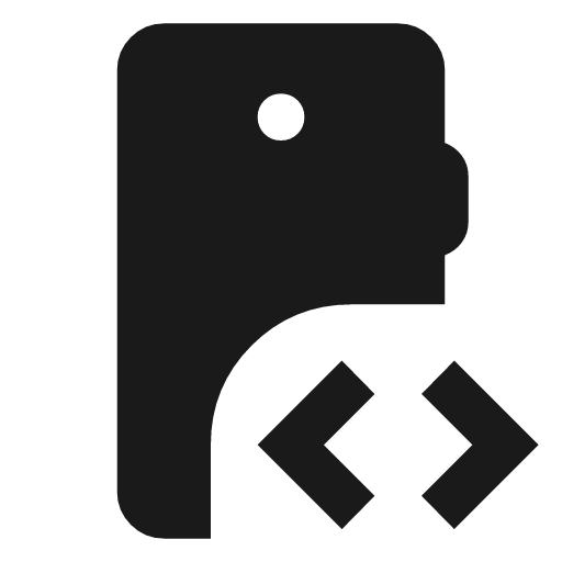 Mobile code icon, solid style, from Material Symbols