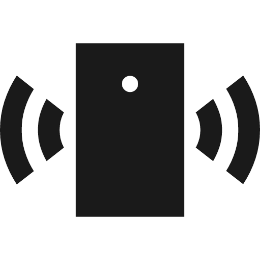 Mobile sound 2 sharp icon, sharp-cornered style, from Material Symbols
