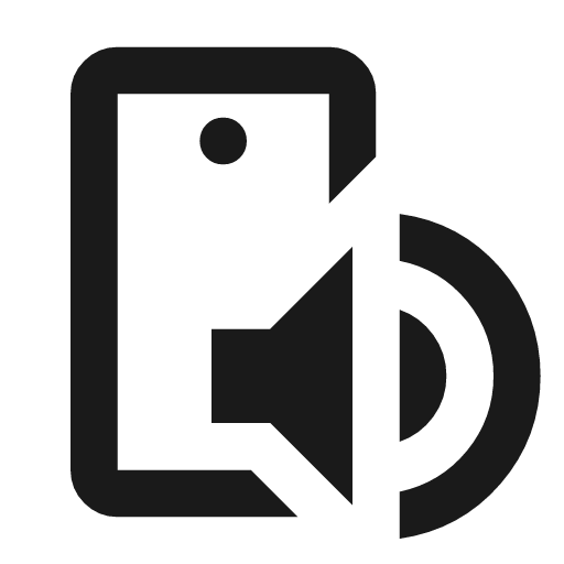 Mobile speaker outline icon, outline style, from Material Symbols
