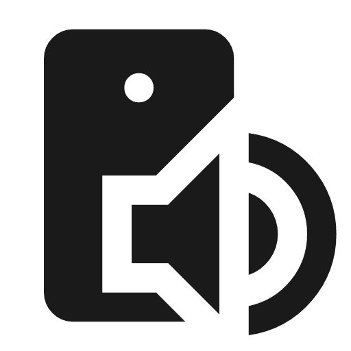 Mobile speaker icon, solid style, from Material Symbols