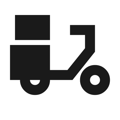 Moped package sharp icon, sharp-cornered style, from Material Symbols