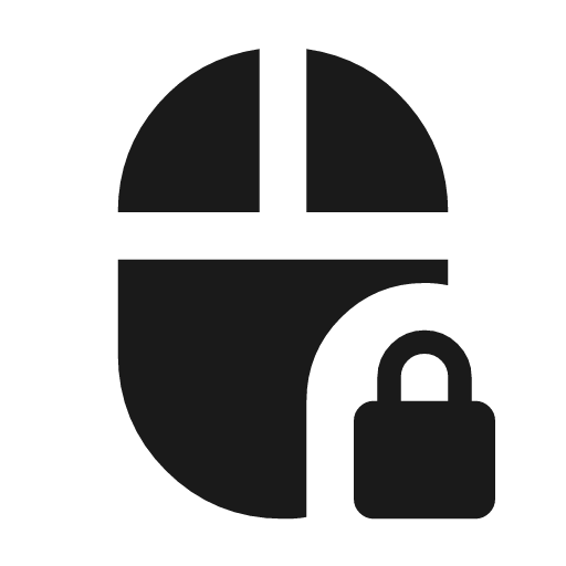 Mouse lock icon, solid style, from Material Symbols