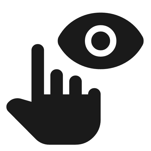 Multimodal hand eye rounded icon, rounded style, from Material Symbols