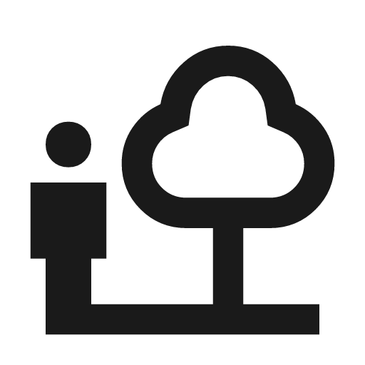 Nature people outline sharp icon, sharp-cornered style, from Material Symbols