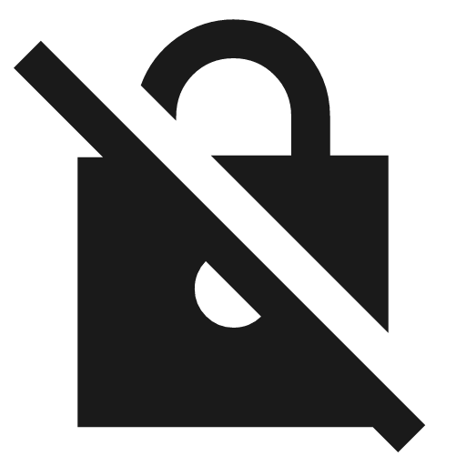 No encryption sharp icon, sharp-cornered style, from Material Symbols