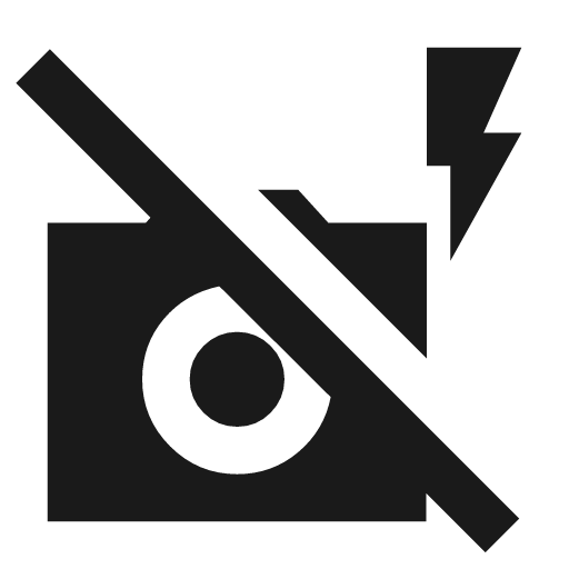 No flash sharp icon, sharp-cornered style, from Material Symbols
