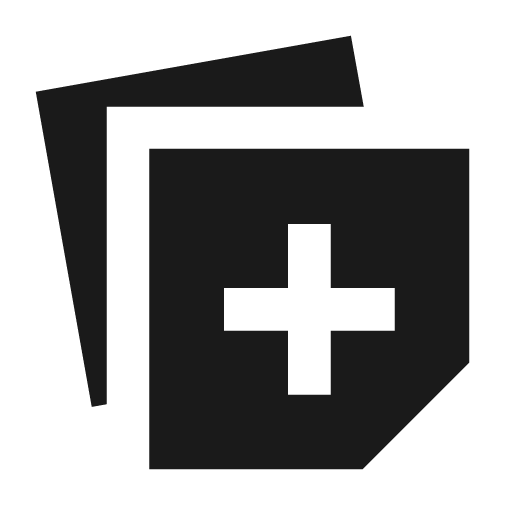 Note stack add sharp icon, sharp-cornered style, from Material Symbols
