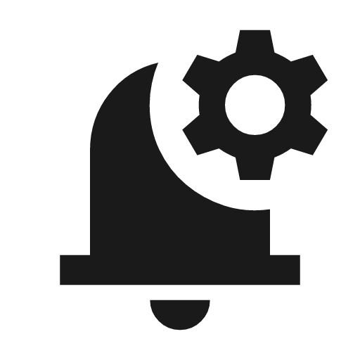 Notification settings icon, solid style, from Material Symbols