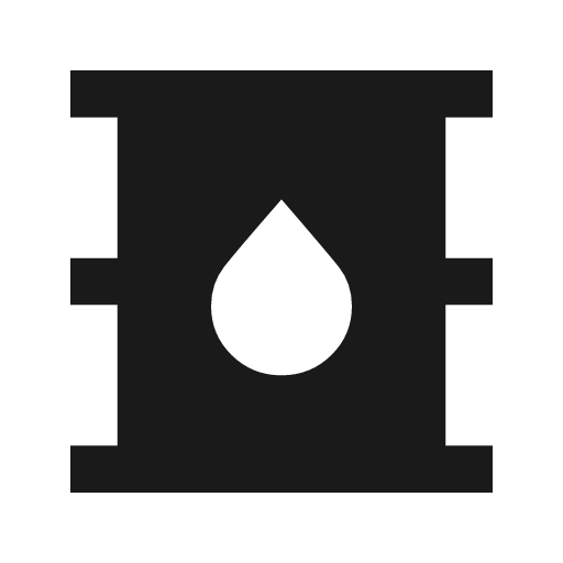 Oil barrel sharp icon, sharp-cornered style, from Material Symbols