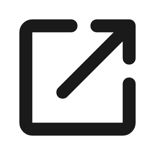 Open in new rounded icon, rounded style, from Material Symbols