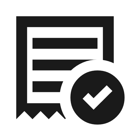 Order approve outline sharp icon, sharp-cornered style, from Material Symbols