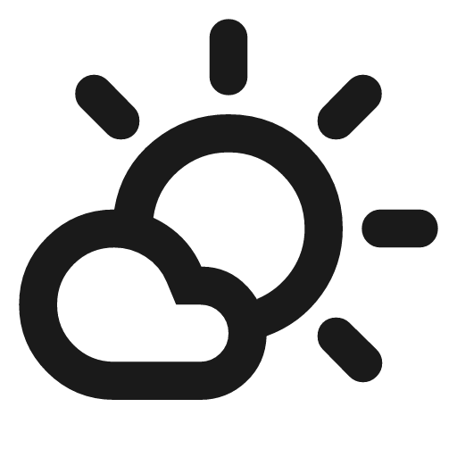 Partly cloudy day outline rounded icon, rounded style, from Material Symbols