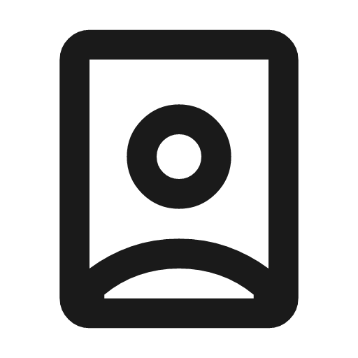Person book outline icon, outline style, from Material Symbols