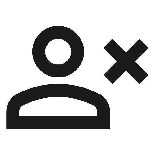 Person cancel outline icon, outline style, from Material Symbols