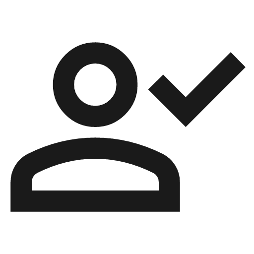 Person check outline icon, outline style, from Material Symbols