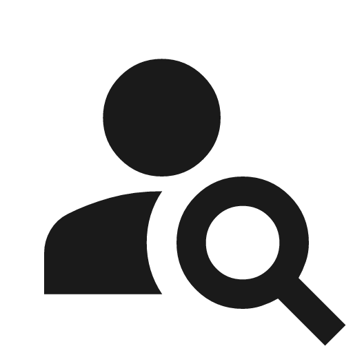 Person search icon, solid style, from Material Symbols