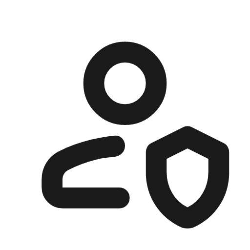 Person shield outline rounded icon, rounded style, from Material Symbols