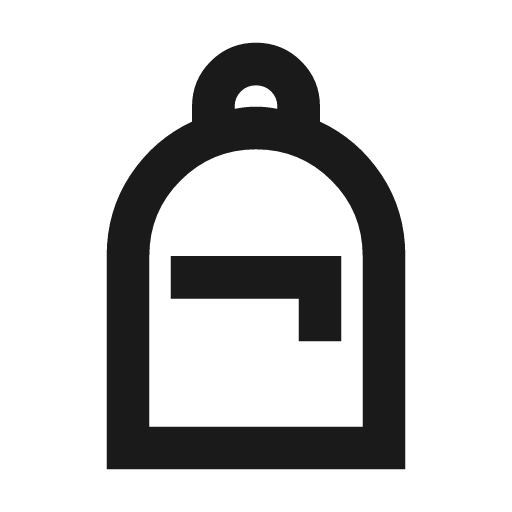 Personal bag outline sharp icon, sharp-cornered style, from Material Symbols