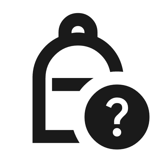 Personal bag question outline sharp icon, sharp-cornered style, from Material Symbols