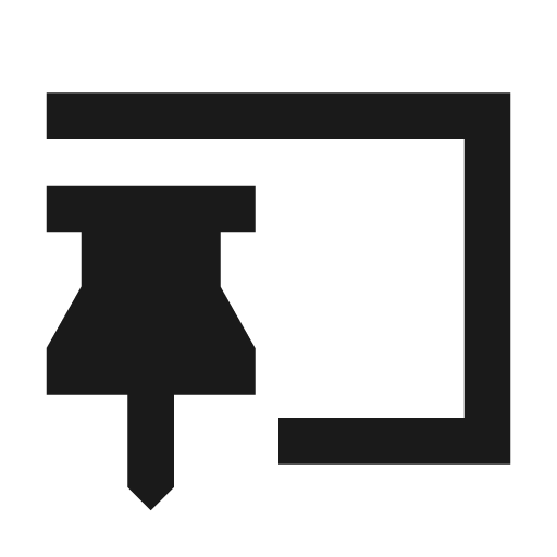 Pinboard sharp icon, sharp-cornered style, from Material Symbols