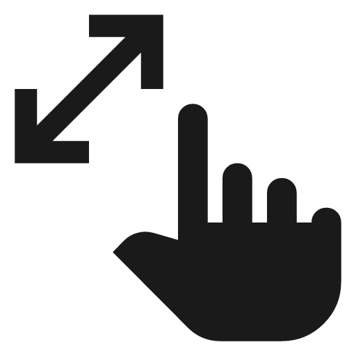 Pinch icon, solid style, from Material Symbols